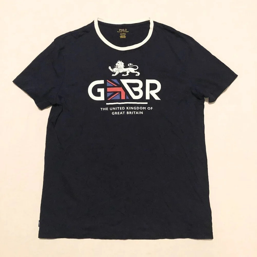 Polo Ralph Lauren The United Kingdom of Great Britain Blue Tshirt Mens Medium